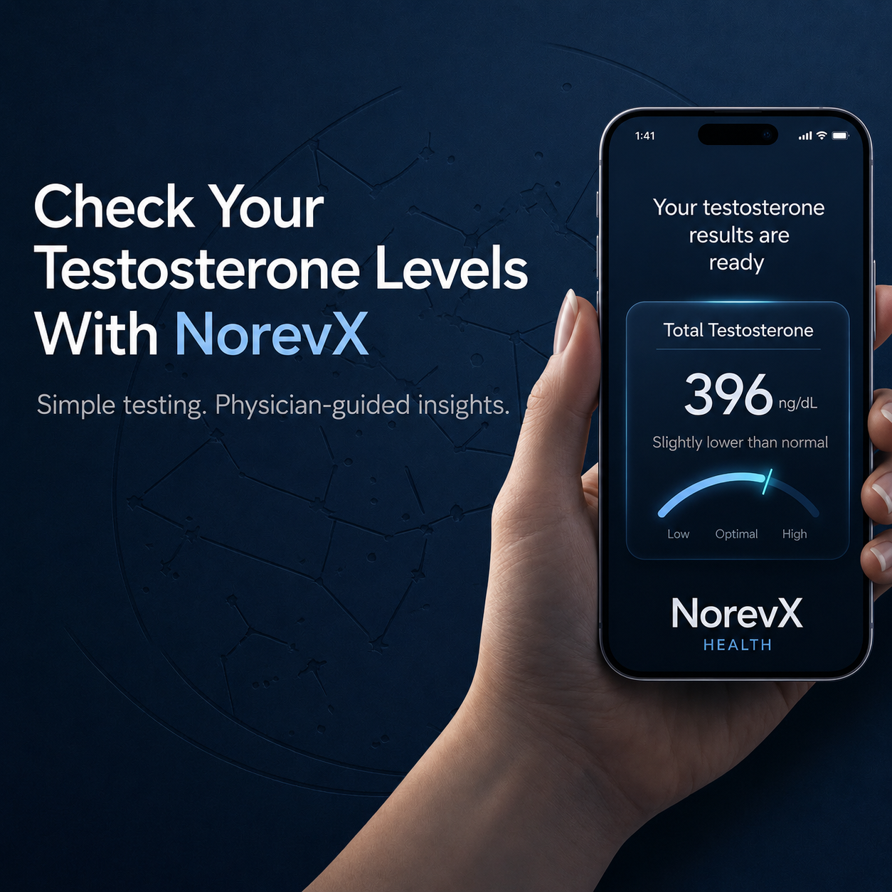 NorevX testosterone results on a phone